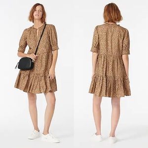 JCrew Leopard Dot Ruffleneck Tiered Popover Dress